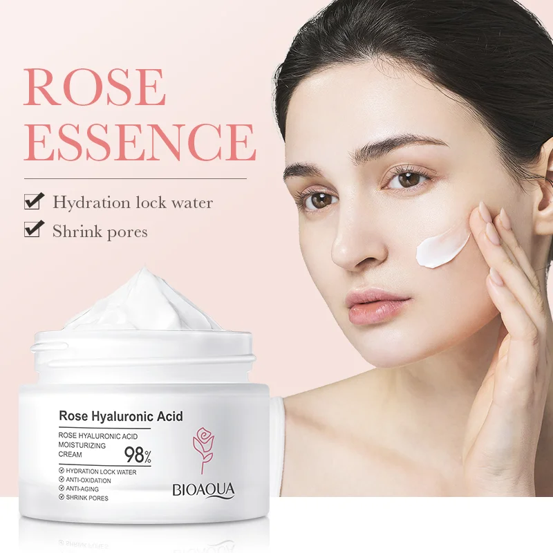 BIOAQUA Rose Hyaluronic Acid Moisturizing Cream 50 gram COD。 DR094