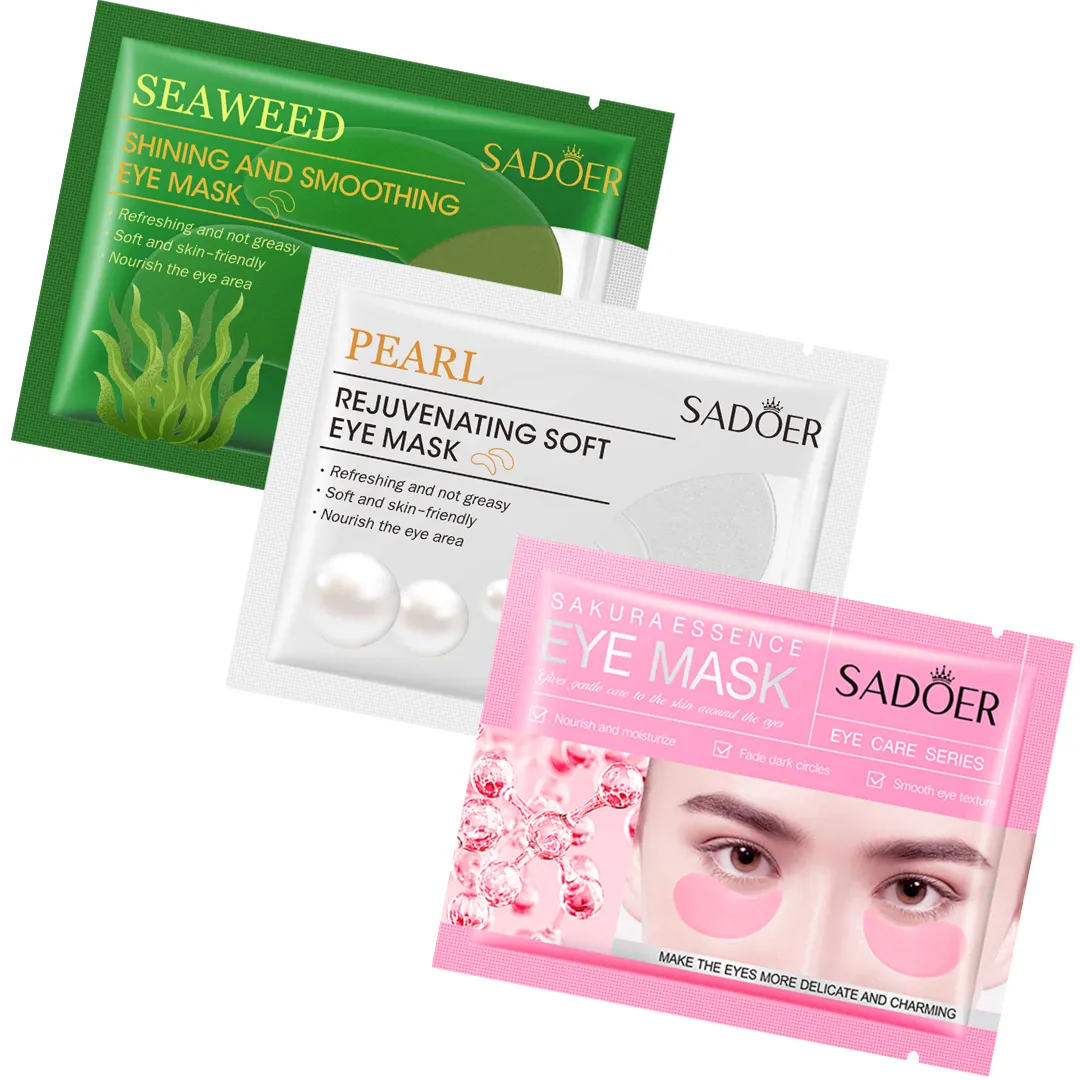SADOER mascarillas para contorno de ojos con esencia de algas, perlas y flor de cerezo 7.5Gr COD. DR052/DR053/DR054